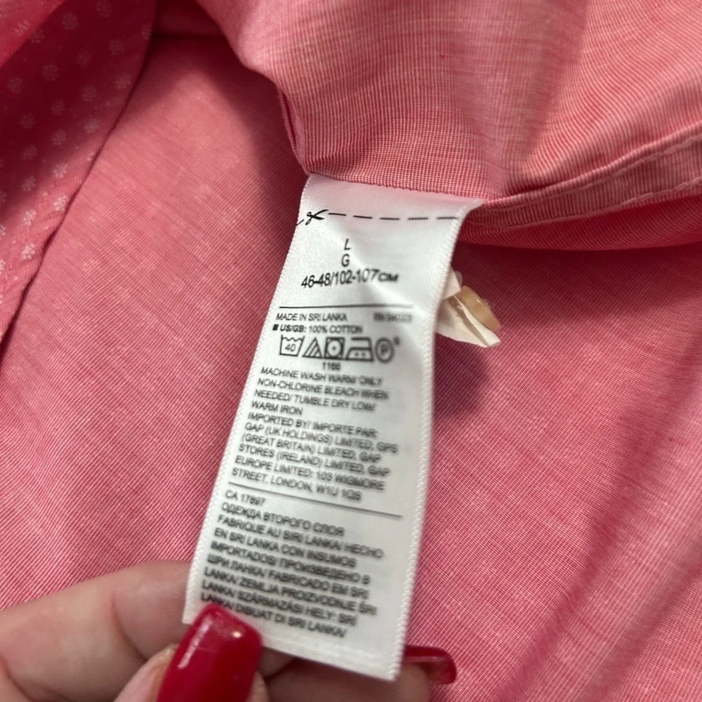 Banana Republic Preppy Pink Men’s Short Sleeve Button Down  Size L Slim Fit